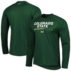 Мужская зеленая футболка с длинным рукавом Colorado State Rams Performance реглан Under Armour