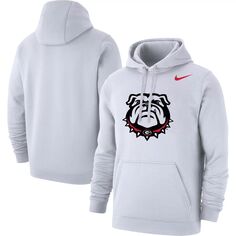 Мужской белый пуловер с капюшоном и логотипом Georgia Bulldogs Club Nike