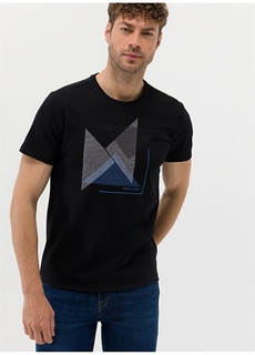 Черная мужская футболка с круглым вырезом Pierre Cardin