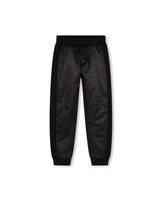 Спортивные брюки для мальчика с монограммным принтом в тон BOSS Kidswear, черный