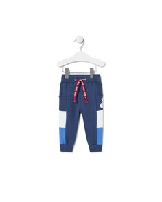 Однотонные спортивные брюки из хлопка с полосками по бокам Tous, темно-синий