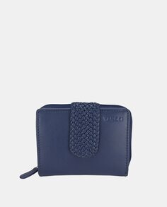 Мини-кошелек из синей кожи с плетеным ремешком Yancci, синий