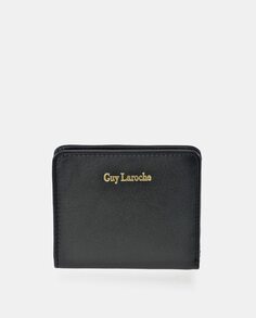 Черный кожаный кошелек с застежкой-кнопкой Guy Laroche, черный