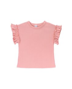 Детская футболка в рубчик с рюшами на рукавах KNOT, розовый