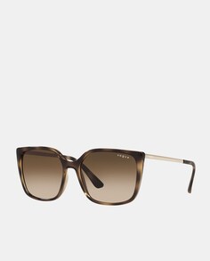 Квадратные солнцезащитные очки цвета гаваны с металлическими дужками Vogue, коричневый