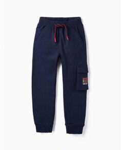 Спортивные штаны для мальчика на резинке на талии и кулиске Zippy, темно-синий
