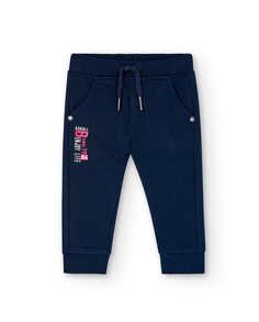 Спортивные брюки для мальчика с карманами и рисунком спереди Boboli, темно-синий