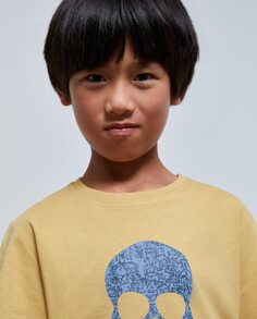 Хлопковая футболка для мальчика с принтом черепа Scalpers, горчичный