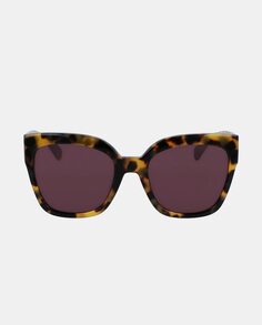 Большие женские солнцезащитные очки из ацетата светло-гаванского цвета Longchamp, светло-коричневый