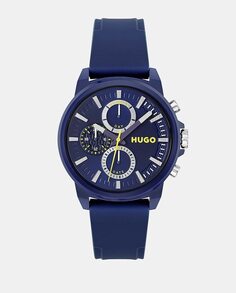 Relax 1530257 многофункциональные синие силиконовые мужские часы Hugo, синий