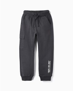 Спортивные брюки темно-серого цвета для мальчика на кулиске Zippy, темно-серый