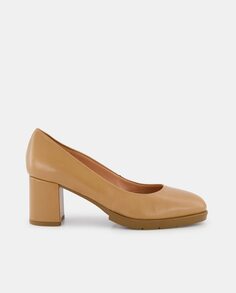 Женские кожаные туфли на платформе и каблуке - Comfort Line Latouche, бежевый