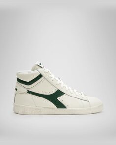 Кроссовки унисекс со шнуровкой и контрастной зеленой полосой Diadora Sportswear, белый