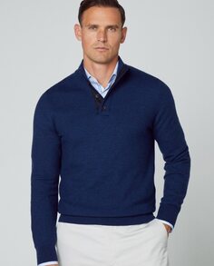 Мужской свитер индиго синего цвета с высоким воротником Hackett, индиго