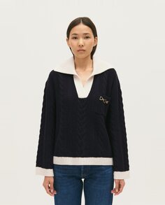 Женский плетеный свитер с V-образным вырезом Claudie Pierlot, черный
