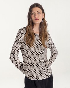 Женская футболка с геометрическим принтом и французским рукавом Naulover, мультиколор
