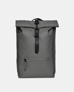 Большой водостойкий рюкзак-рюкзак с откидной крышкой серого цвета Rains, серый