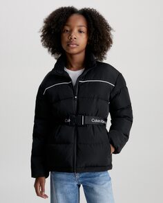 Черная стеганая куртка для девочек Calvin Klein, черный