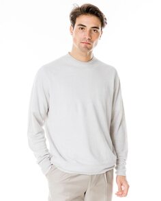 Мужской светло-серый льняной свитер с круглым вырезом Wickett Jones, светло-серый