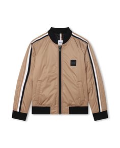 Куртка для мальчика на молнии и ребристой отделкой BOSS Kidswear, светло-коричневый