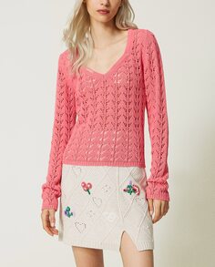 Женский приталенный свитер Treeblend Twinset, розовый