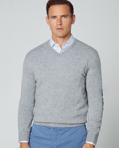 Мужской серый свитер с v-образным вырезом Hackett, серый