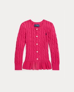 Хлопковая куртка для девочки цвета фуксии Polo Ralph Lauren, фуксия