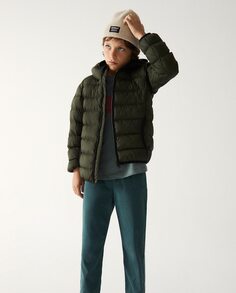 Куртка для мальчика с капюшоном и передними карманами Ecoalf, темно-зеленый