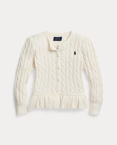 Хлопковая куртка для девочки цвета экрю Polo Ralph Lauren