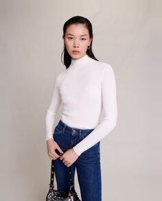 Женский приталенный вязаный свитер Maje, белый