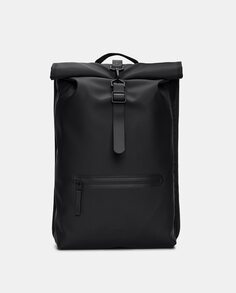 Большой водонепроницаемый рюкзак-рюкзак со складной крышкой черного цвета Rains, черный