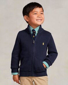 Хлопковая куртка для мальчика темно-синего цвета Polo Ralph Lauren, темно-синий
