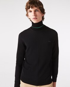 Мужской свитер с высоким воротником из шерсти мериноса Lacoste, черный