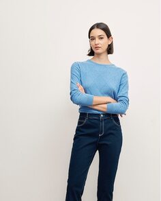 Женский свитер с длинными рукавами и геометрическими деталями Lasserre, синий
