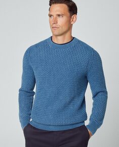 Мужской синий свитер с круглым вырезом Hackett, синий