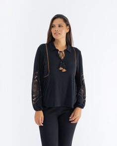 Ламинированная женская футболка с длинным рукавом October, черный