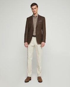 Мужские брюки повседневного и классического кроя из хлопка бежевого цвета Mirto
