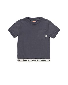 Базовая футболка для мальчика с короткими рукавами и круглым вырезом Boboli, темно-серый