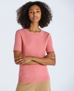 Женский свитер с короткими рукавами и круглым вырезом Naulover, розовый