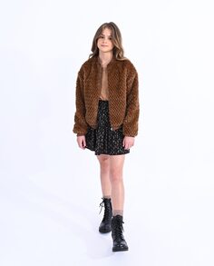 Тедди-куртка для девочки на молнии Mini Molly, коричневый