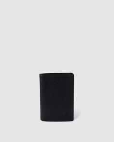 Alep мужской кожаный вертикальный кошелек черного цвета с внутренним карманом на молнии Alep, черный