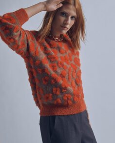 Женский свитер с длинными рукавами и анималистическим принтом Lola Casademunt, оранжевый