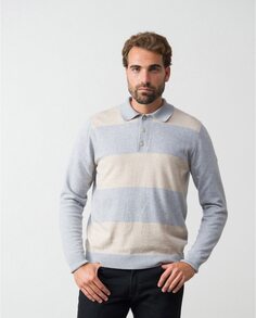 Мужской бежево-серый свитер с рубашечным воротником Etiem, мультиколор