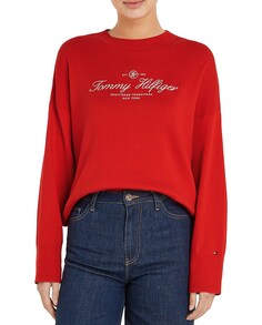 Женский свитер с круглым вырезом и длинными рукавами Tommy Hilfiger, красный