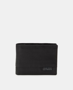 Горизонтальный кожаный кошелек черного цвета с портмоне для монет Privata, черный