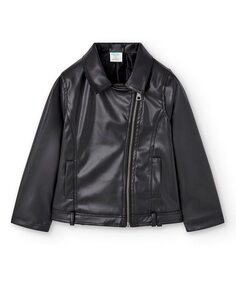 Куртка из искусственной кожи для девочки на молнии Boboli, черный