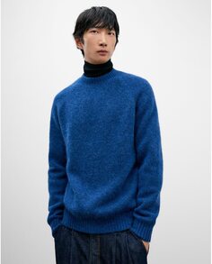 Мужской свитер с круглым вырезом синего цвета Adolfo Dominguez, синий