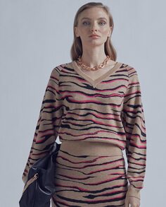 Женский свитер с V-образным вырезом и анималистическим принтом Lola Casademunt, мультиколор