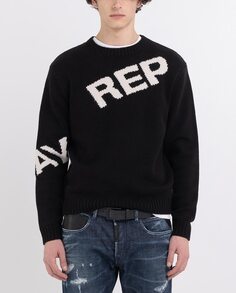 Черный мужской свитер с круглым вырезом Replay, черный