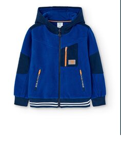 Флисовая куртка для мальчика с капюшоном и карманами Boboli, синий